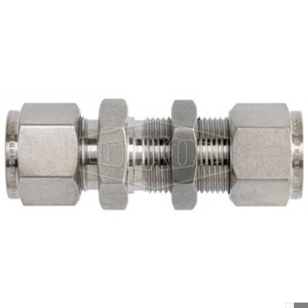 Dixon The Right Connection Instrumentation Bulkhead Union, 1/2 in Nominal, Tube End Style, 316 SS, Domesti 8-DBHU-8